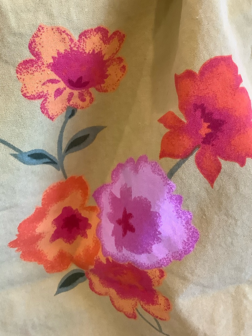 Bright Citrine with Pink & Yellow Floral Drawstring Capri Pants RS Plus Size 1X - Picture 9 of 16